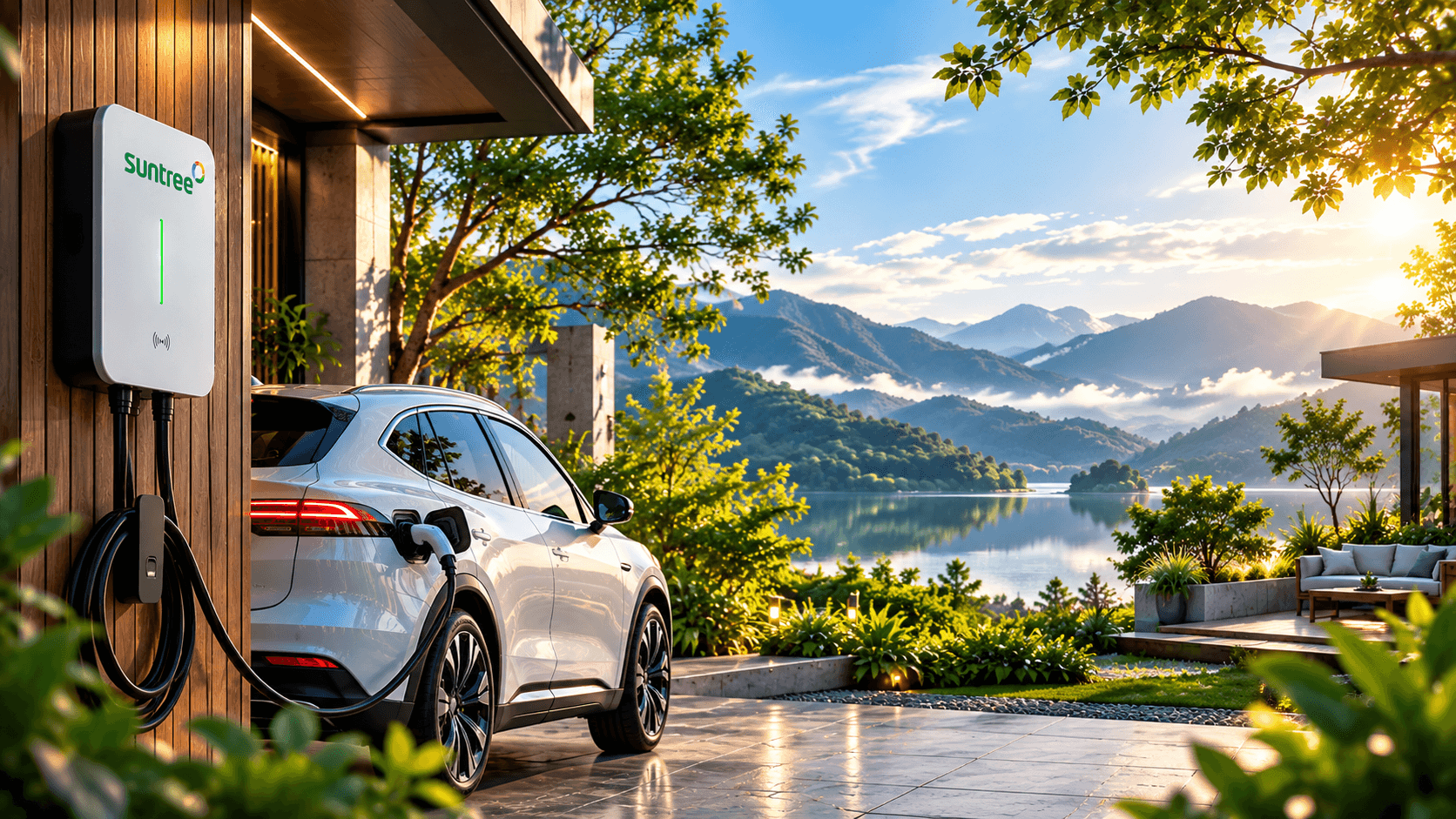 Suntree home charger with an electric vehicle